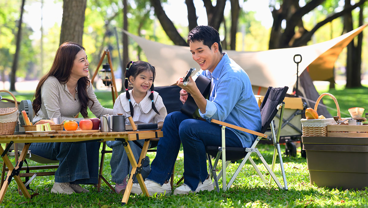 A family enjoying camping