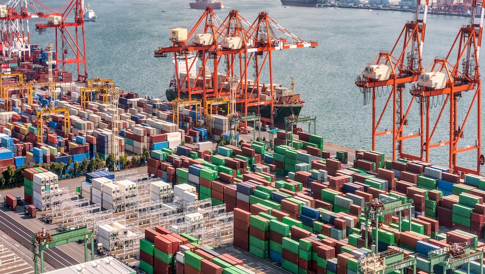 A container ship in a port